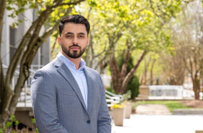 Photo of ODU student Zobair Wali standing on campus.